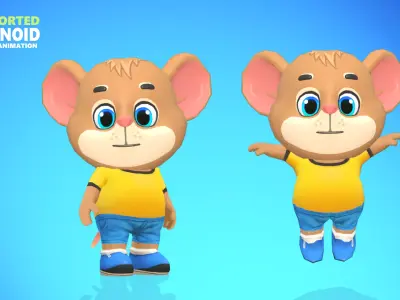 Mouse Rat Rodent Brown Animated Rigged Low-poly 3D model