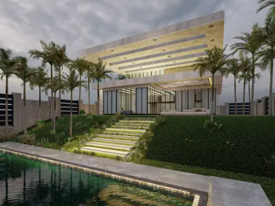 Modern Tropical Villa Exterior - Lumion Scene 3D model