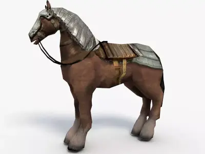 Low Poly Armored Horse Low-poly 3D model