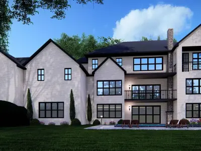Luxury Stone House 3D Model Modern Suburban Villa 3D model