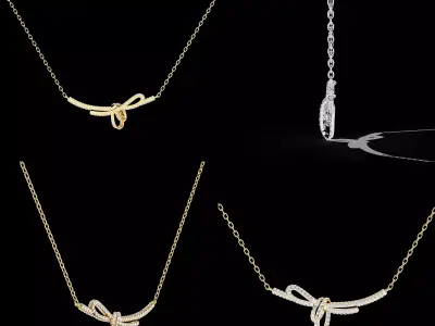 Luxury Diamond Knot Necklace CAD Design 3DM STL File 3D print model