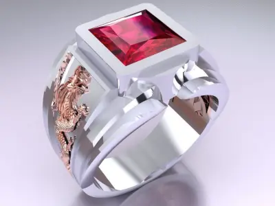 Dragon Ring - Mens Ring - N2364  3D print model