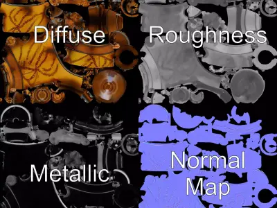 Steampunk Mechanical Device Model Pack Low-poly 3D model