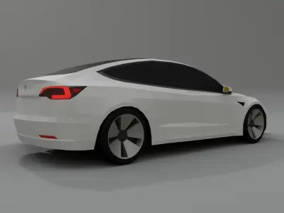 Tesla Model 3 low poly 3D model Low-poly 3D model