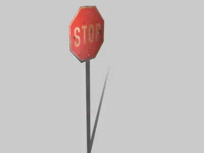 Old Rusty Stop Sign 3D model