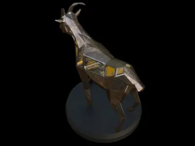 Steampunk Goat Pose Low-poly 3D model