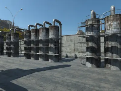 Background Industrial Props Collection HQ - PBR Low-poly 3D model