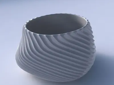 Bowl twisted elipse with bent extruded lines 2 3D print model
