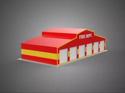 FIRE ENGINE GARAGE STATION FIREHOUSE DOOR BAY GATE DEPARTMENT 3D model