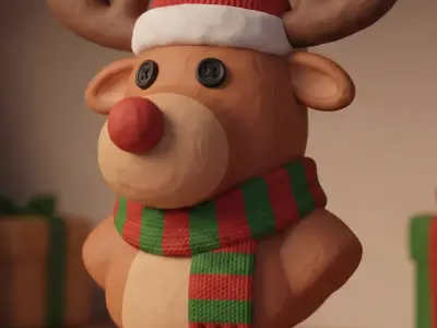 Christmas Reindeer Bust  Holiday Figurine 3D Print 3D print model
