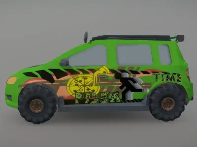 Low Poly Post Apocalypse Simple Sport Car Low-poly 3D model