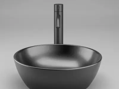 black bathroom sink 3D model