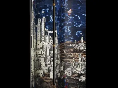 Folding Screen Citta di carte by Fornasetti Low-poly 3D model