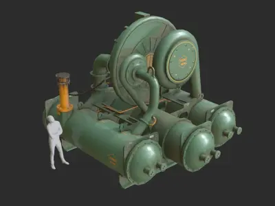 Industrial Compressor Low-poly 3D model