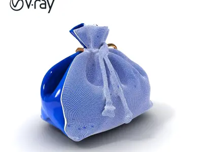 Elegant Velvet Pouch D Model Pack Low-poly 3D model