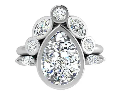 Pear Cut Diamond Ring 3923 3D print model