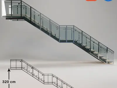 modern stair 03 3D model