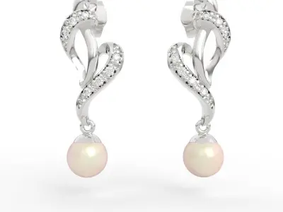 5mm Pearl Drop Earrings 3D print model