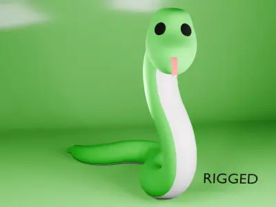 Green Snake 3D Model Low-poly 3D model