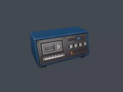 Blue Police Tape Recorder Low-poly 3D model