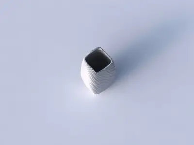 Vase rectangle with wavy extruded lines 2 3D print model