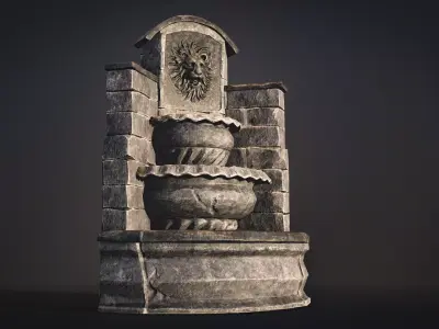 Stone Fountain low-poly game-ready Low-poly 3D model