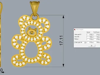 Bear pendant jewelry 3D print model