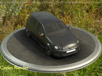 City Car 2 Compact Class Type-C Black Low-poly 3D model