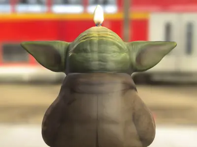 Yoda shaped candle Low-poly 3D model