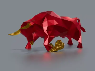 Urus buffalo 3d polygonal sculpture 3D print model