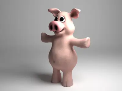 Cartoon Funny Pig  3D model