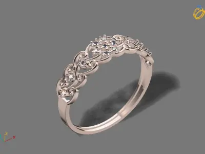 Womens Diamond Signet Ring Women Rings 3dmodels 3D print model 3D print model 26