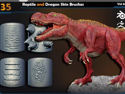 Reptile and Dragon Skin Brushes  Vol 05 3D model
