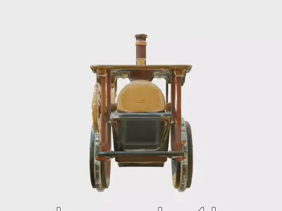 Steampunk Victorian Tractor with Brass Gears and Steam Pipes Low-poly 3D model