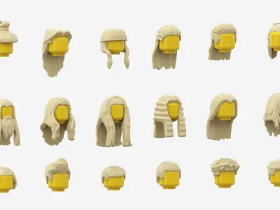 TwindBricks3D - Minifigure Hair pack 3 3D print model