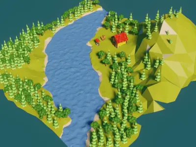 Low Poly Forest Free low-poly 3D model