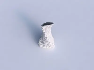 Vase twist puffy bent triangle with grid piramides 3D print model