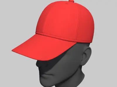 Baseball Cap Black Gray Blue Red White Hat Low-poly 3D model