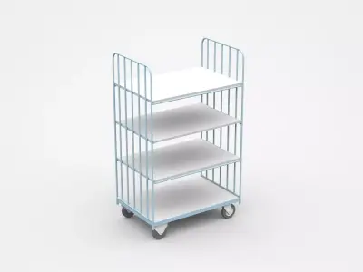 Semi-level Movable Shelf On Wheels 3D model