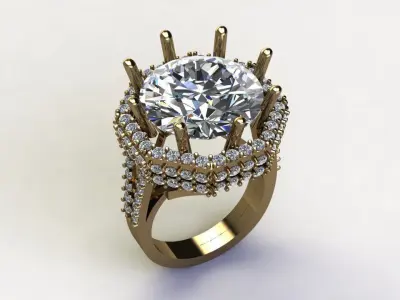 Ring56 engagement ring gold 3D model