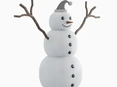 Snowman 01   Low-poly 3D model