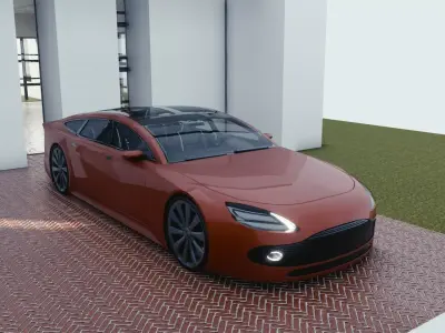 BLENDER EEVEE Brandless Extended Wheelbase 4 door coupe Low-poly 3D model