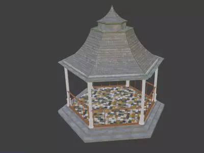 Pergola with ceramic tiles Victorian era 3D model