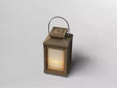 Wooden Lantern with Candle 3D Model 3D model
