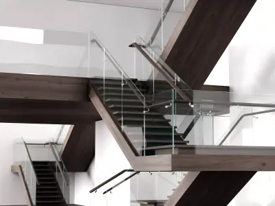 Modern wooden stairs black 3D model