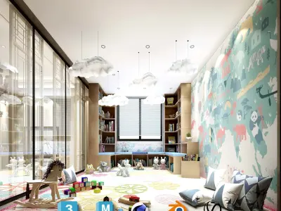 3D Kids Environment Collection - KINDERGARTEN - Classrooms Low-poly 3D model