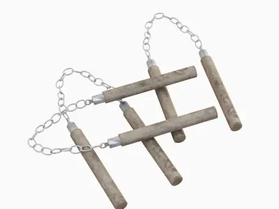 Wooden Nunchaku 01 3D model