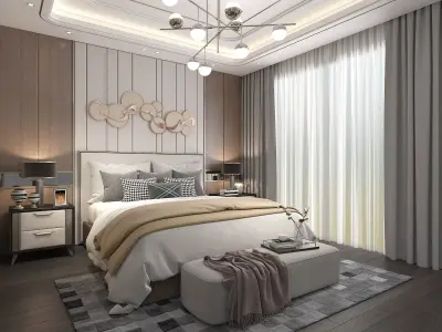 Modern Bedroom Scene 18 3D model