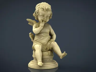 Cupid figurine Low-poly 3D model