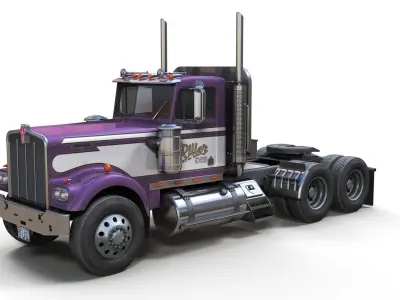 Kenworth semitruck Low-poly 3D model